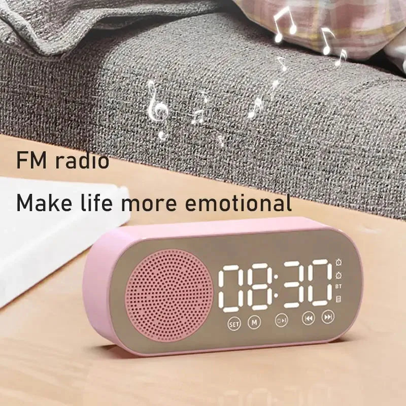 Bluetooth Alarm Clock – LED Display, FM Radio & Built-In Subwoofer Speaker