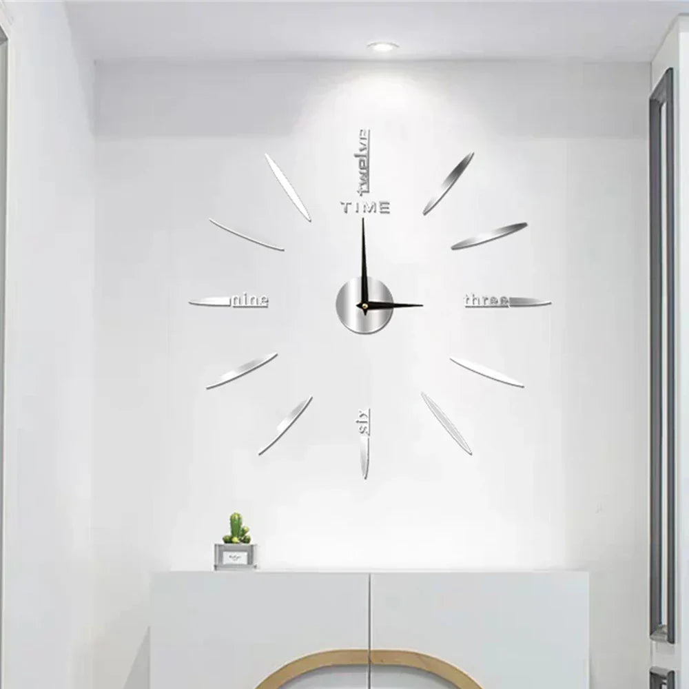 3D Acrylic Wall Clock – Self-Adhesive, Quartz Movement & Up to 130cm