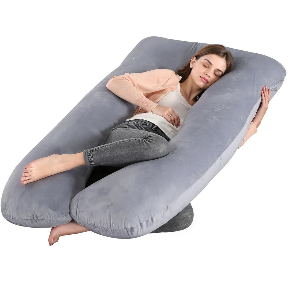 Pregnancy Pillow – G-Shape Full Body Support, Removable Velour Cover & Zipper