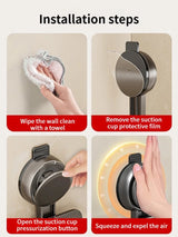 Wall-Mounted Bathroom Shelf – Suction Mount, Aluminum Alloy & Towel Bar