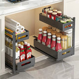 2-Tier Pull-Out Cabinet Organizer – Steel Frame, Height-Adjustable & Sliding Baskets