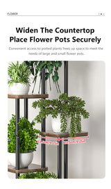 5-Tier Plant Stand – Metal Frame, Wooden Shelves & 33×20×106cm