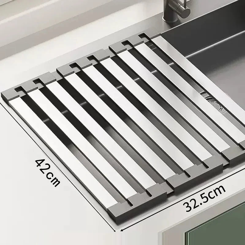 Over-Sink Dish Drain Rack – 304 Stainless Steel, Heat-Resistant & 35-45cm Sizes
