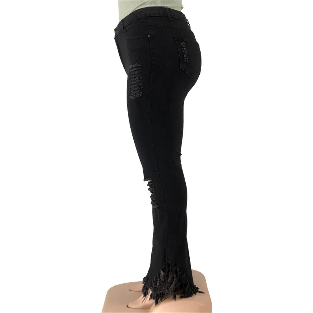 Plus-Size Stretch Flared Jeans for Women - Comfortable & Stylish Denim Trousers
