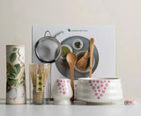 Matcha Set 8-Piece Sakura Design Ceramic Bowl Bamboo Whisk Frother