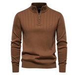 Men's cotton knit sweater with zipper & stand-up collar – Ardel