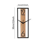 Modern Rectangular Wall Clock | Slim Wood Grain Frame Design