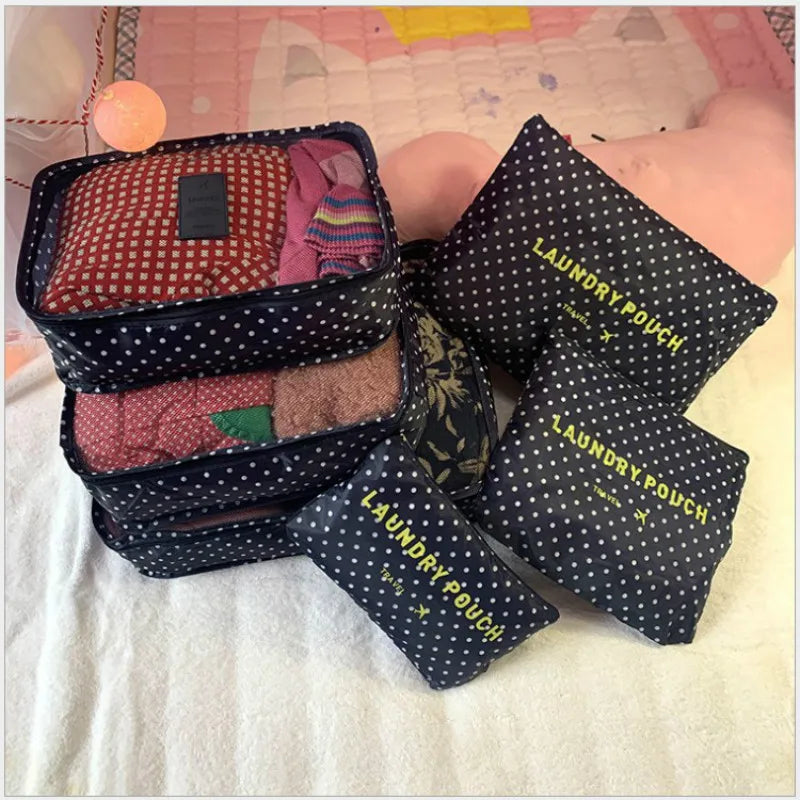 6-Piece Packing Cube Set – Waterproof Polyester, Breathable Mesh & Suitcase Organizer