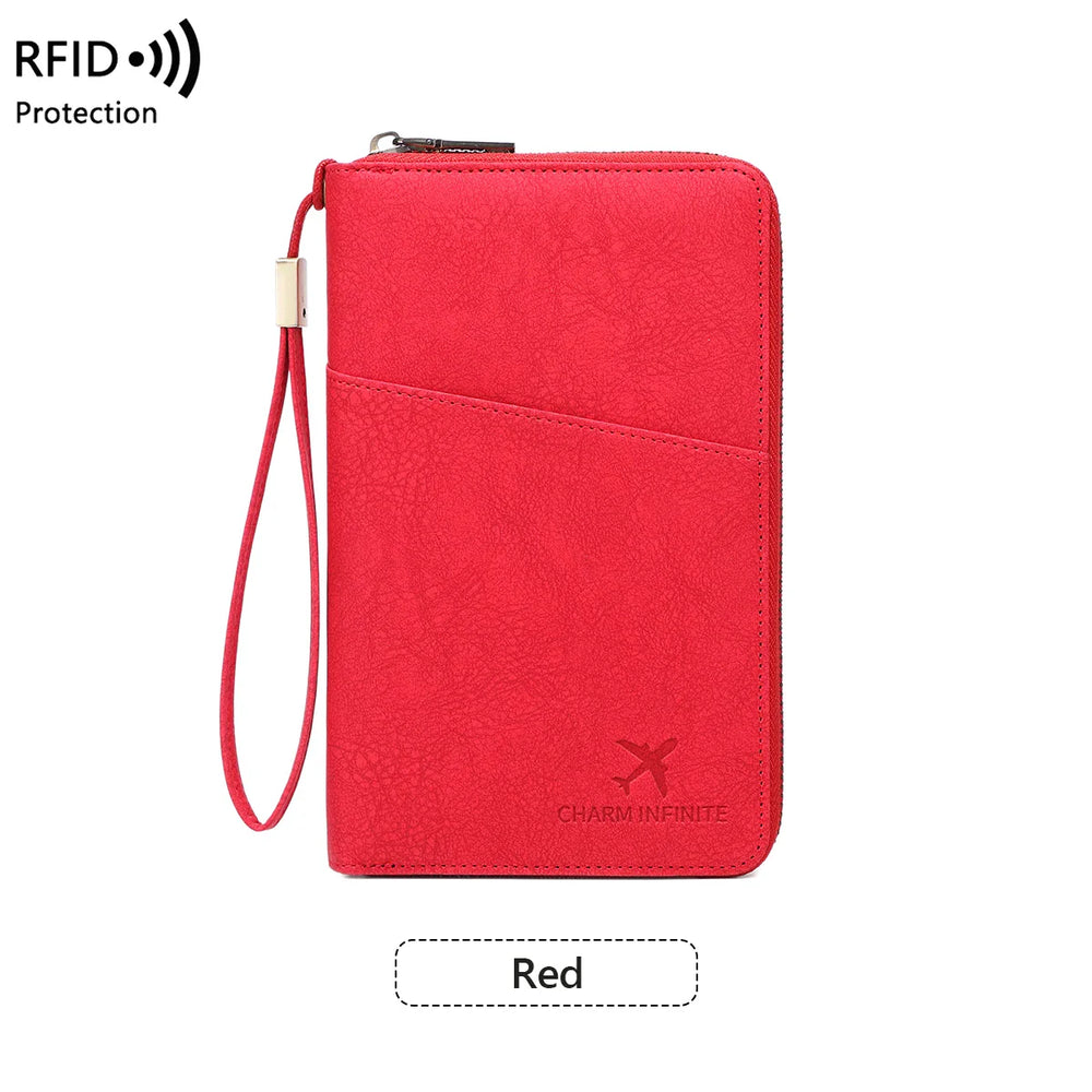 RFID Passport Organizer – Faux Leather, Holds 4 Passports & Zip Closure