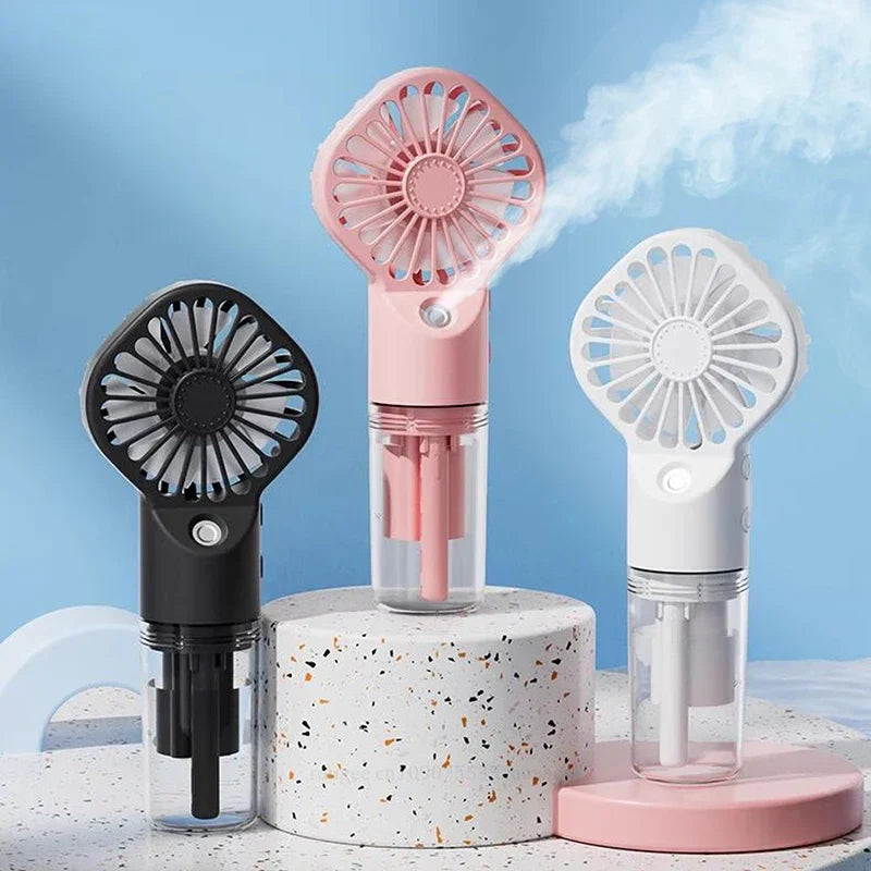 Handheld Misting Fan – 4 Speeds, USB Rechargeable & Water Spray
