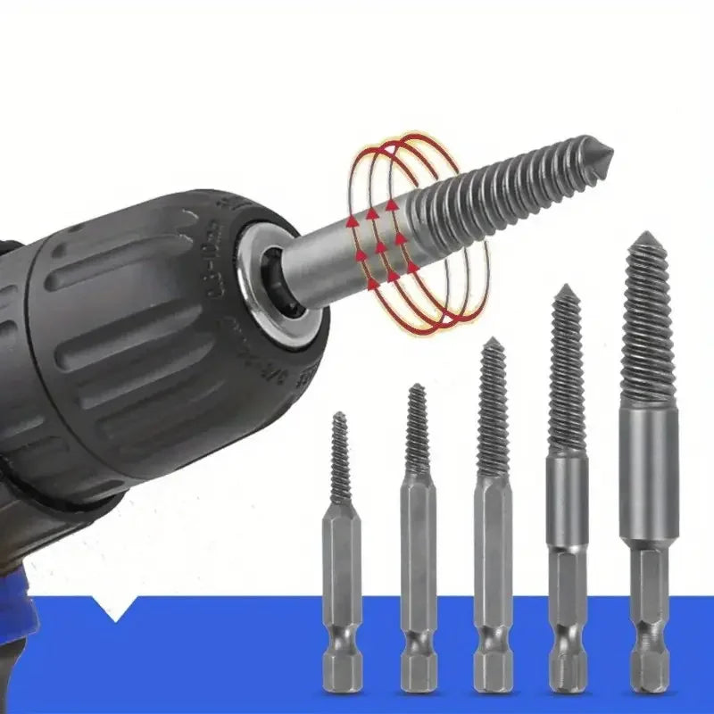 Screw Extractor Set – 10-Piece, Left-Hand Thread & Hardened Steel Hex Shank