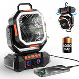 Rechargeable Camping Fan with 40,000mAh Battery & LED Lantern – F22