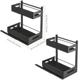 2-Tier Pull-Out Cabinet Organizer – Steel Frame, Height-Adjustable & Sliding Baskets