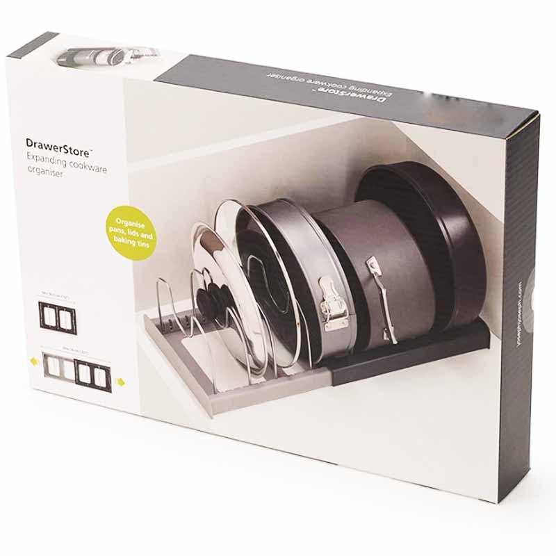 Optimized Product Title: **Verstellbarer Pfannen- und Deckelhalter – Platzsparend für Schubladen & Schränke – Ideal für die Küche** 

This title includes relevant keywords while emphasizing the product's features and benefits, making it more appealing for