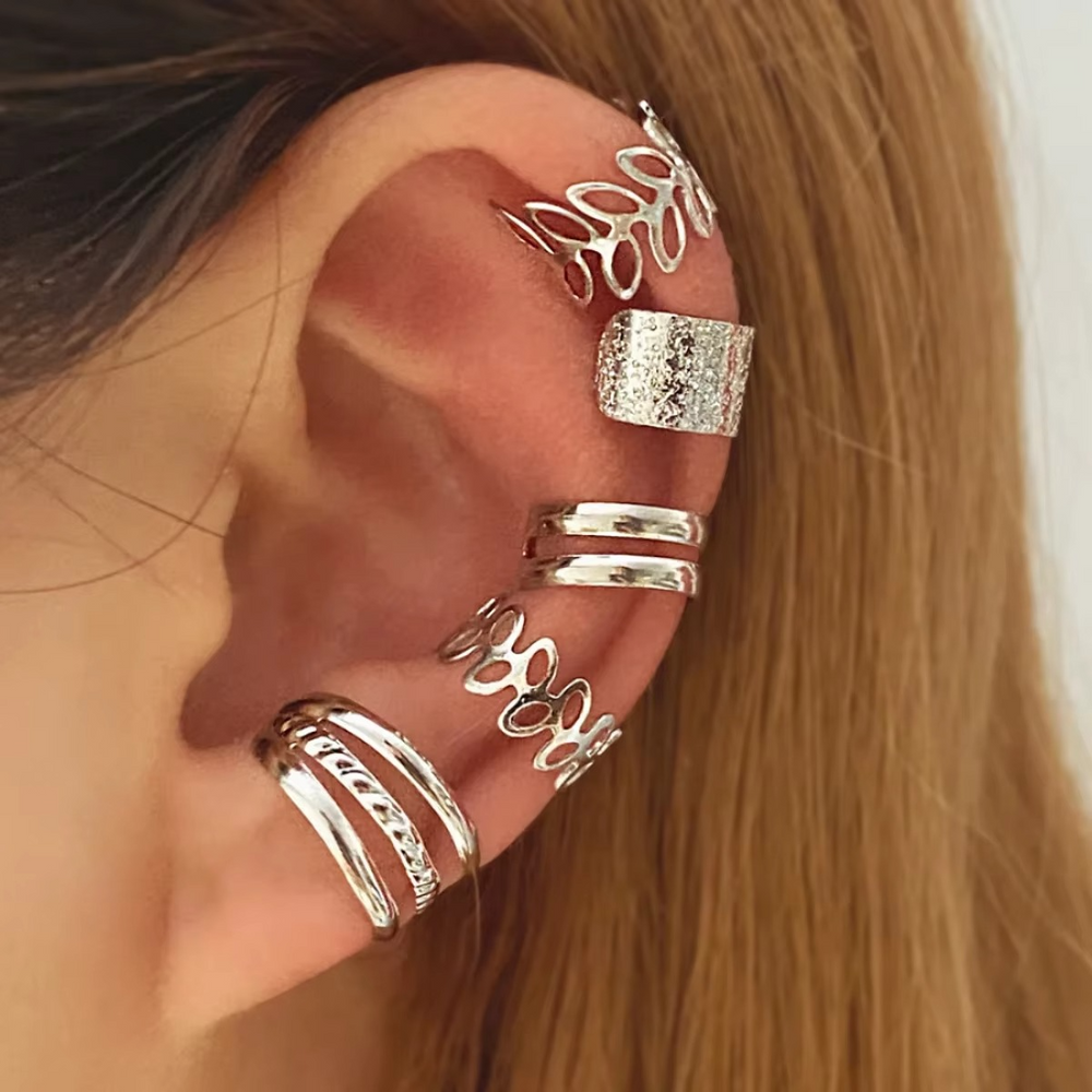 BowLift | Elegant Gold Leaf Clip-On Ear Cuff Set for Women