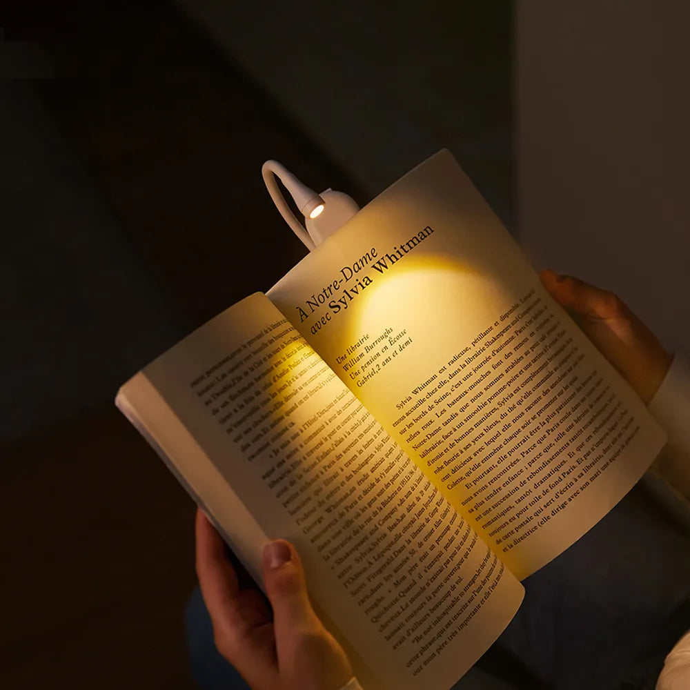 Clip-On LED Book Light – Dimmable, 360° Flexible & USB Rechargeable