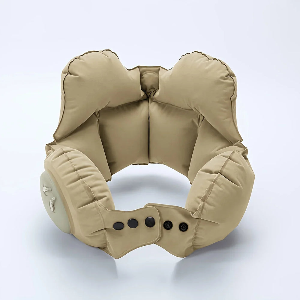 Inflatable Travel Neck Pillow – Push-Button Inflation, U-Shape & Adjustable Buckle