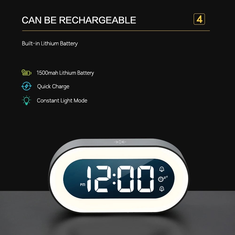 Lumino Digital Alarm Clock with Night Light