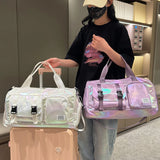 Holographic Gym Duffel Bag – Nylon, Shoe Compartment & Adjustable Strap