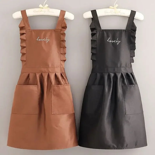 Floral Waterproof Apron – Princess Style, Full Coverage & Women's Fit