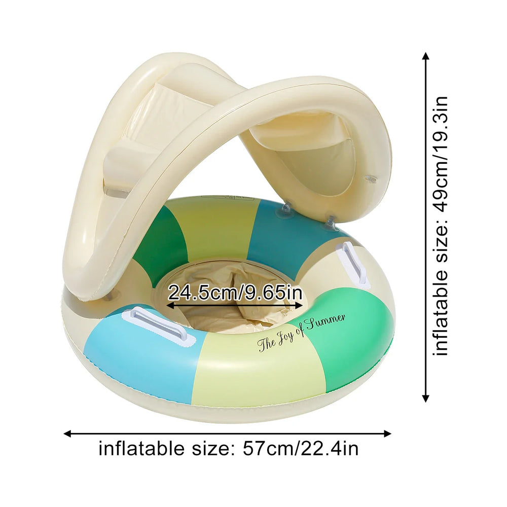Inflatable Pool Float with Sun Canopy – PVC, Grip Handles & Shade