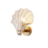 Glass Shell Wall Light – E14 Socket, Gold Metal Fixture & Clear/Cognac Glass