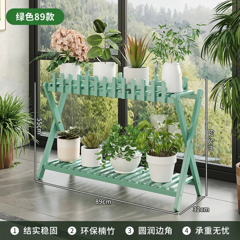 Optimized Product Title: "2-stöckiges Bambus-Pflanzenregal mit dekorativem Zaungitter – Stilvolles Pflanzenregal für Innen- und Außenbereich" 

This title includes relevant keywords while enhancing clarity and appeal for potential buyers.