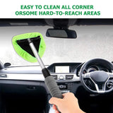 Windshield Cleaning Brush – Extendable Handle, 180° Swivel & 3 Microfiber Pads