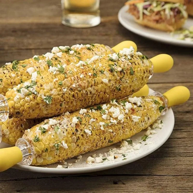 Stainless Steel Corn Cob Holders – Set of 2, Food-Safe & Non-Slip Prongs