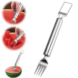 Stainless Steel Watermelon Cutter – Dual-Head Cuber & Fork, Food-Safe & Dishwasher-Safe