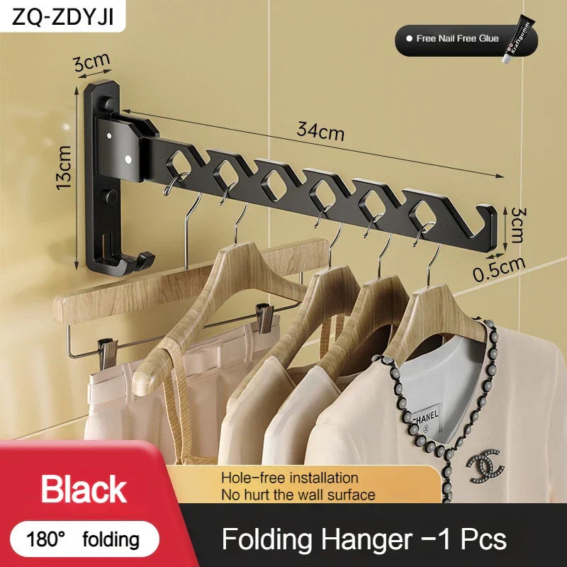 Folding Wall-Mounted Drying Rack – Aluminum, 180° Swivel & Space-Saving