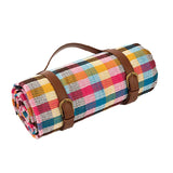 Waterproof Picnic Blanket – PEVA Backing, Foam Padded & Leather Carry Strap
