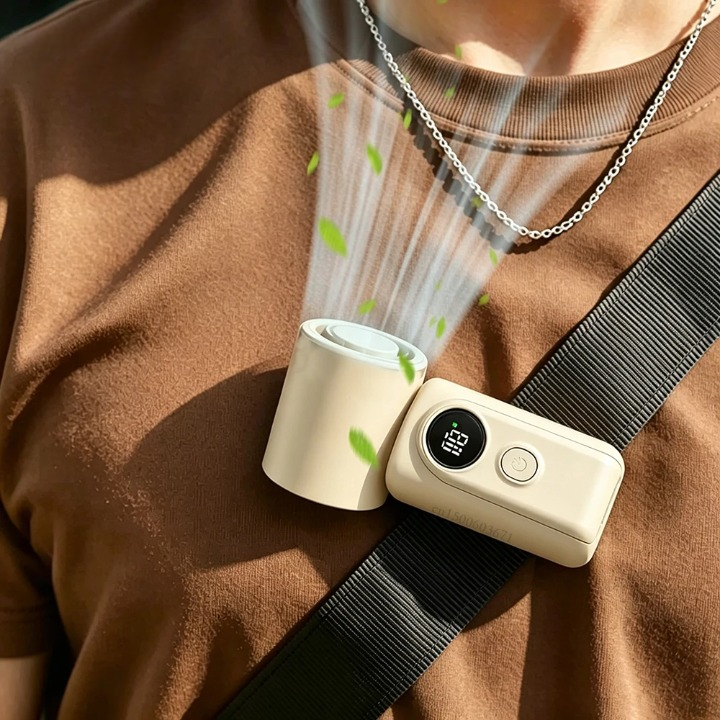 Portable Mini Clip Fan – 4 Speeds, LED Battery Display & USB Rechargeable