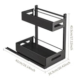 2-Tier Pull-Out Cabinet Organizer – Steel Frame, Height-Adjustable & Sliding Baskets