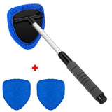 Windshield Cleaning Brush – Extendable Handle, 180° Swivel & 3 Microfiber Pads