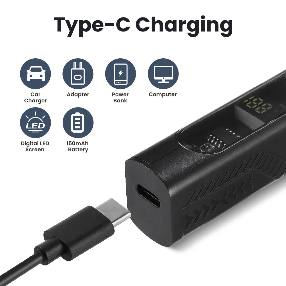 Rechargeable Nose & Ear Hair Trimmer – LED Battery Display, Wet & Dry Use