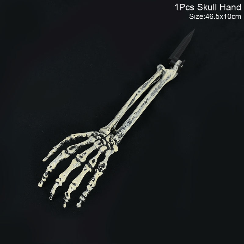 Bone-Tone Skull and Skeletal Arm Decoration Set