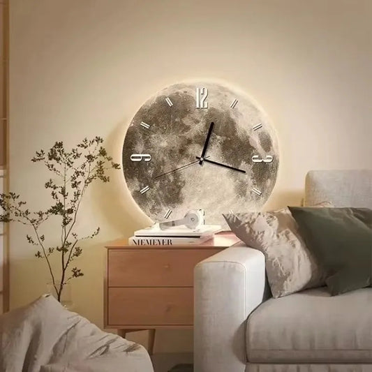 LED Wall Clock – Illuminated Moon Design, Modern Style & Home Decor Accent