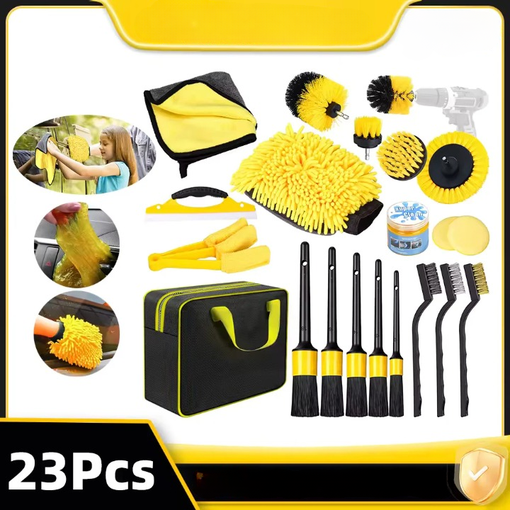 Drill Brush Cleaning Kit – 23-Piece, Nylon Bristles & 6.35mm Hex Shank