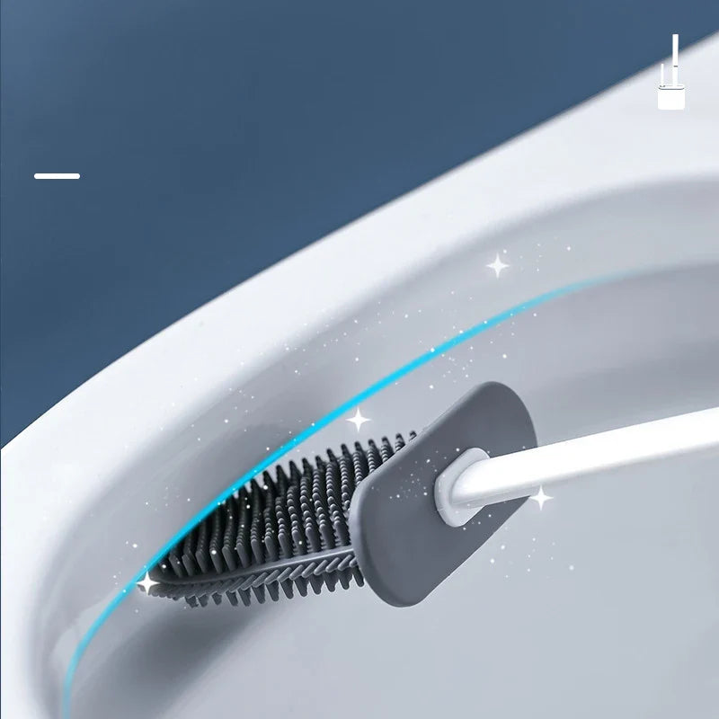 Silicone Toilet Brush – Wall-Mounted Holder, Detail Brush & Quick-Dry