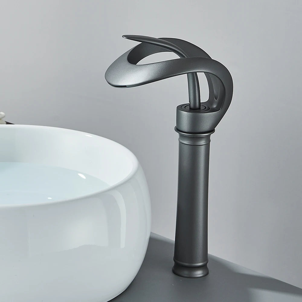 Flowarc Waterfall Mixer Tap – Gray-Long