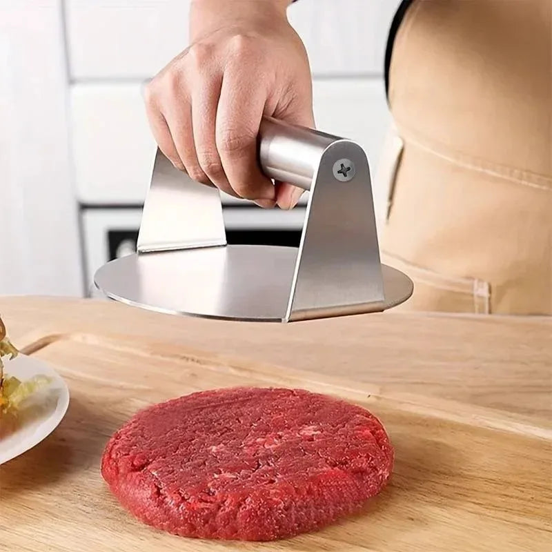 Stainless Steel Smash Burger Press – Round, Ergonomic Handle & Heat-Resistant