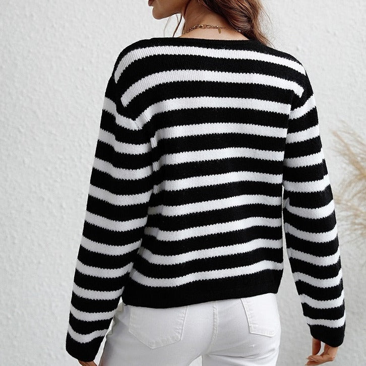 Striped Ladies Autumn Cardigan – Leona