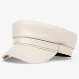 Octagonal Leather Flat Cap – Unisex, PU Leather & Adjustable Newsboy Fit