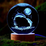 3D Laser-Engraved Crystal Glass Sphere with Color-Changing LED Base - Stunning Decorative Art Piece
