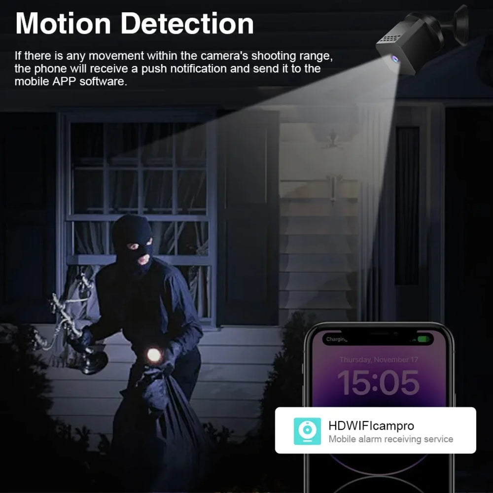 Mini WiFi Camera – 1080p Full HD, Night Vision & Motion Detection