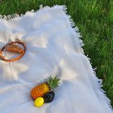 Cotton Picnic Blanket 130×150cm – Fringed Boho Design, Soft & Foldable