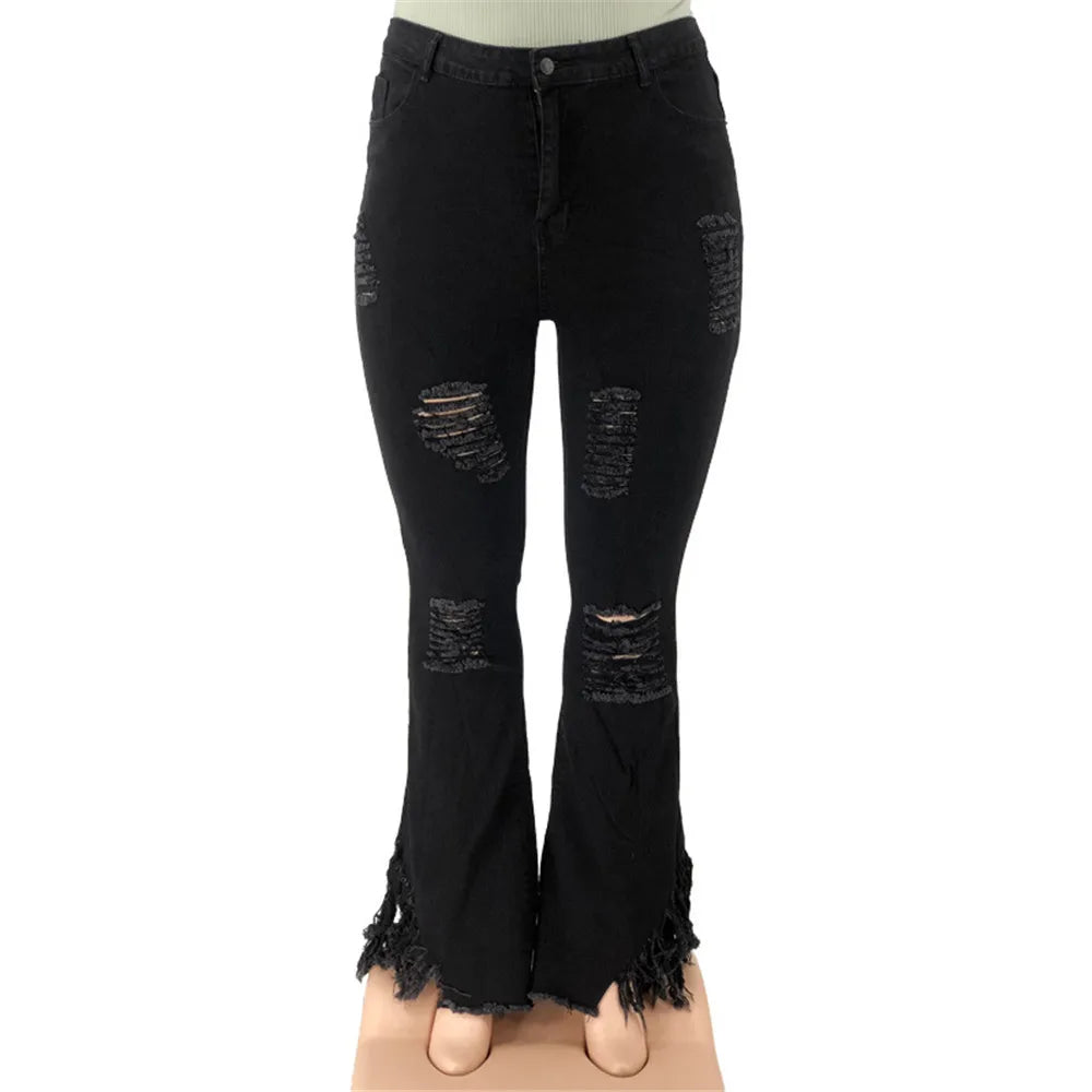 Plus-Size Stretch Flared Jeans for Women - Comfortable & Stylish Denim Trousers