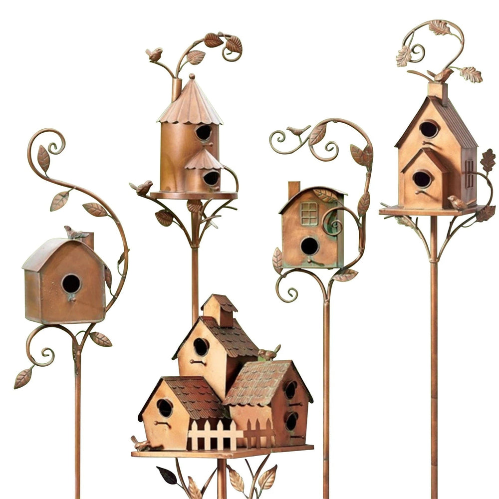 BowLift | Metal Art Birdhouse on Garden Stake - FeatherNest