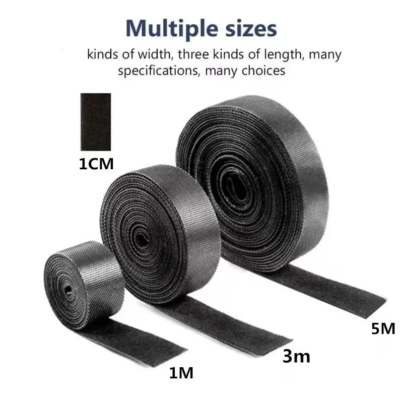 Cable Management Hook & Loop Tape – 5m Reusable, 2cm Wide & Grey Nylon